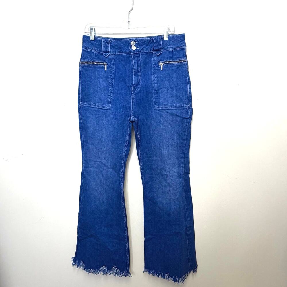 We the Free People Electric Blue Layla High Rise Flare Denim Jeans 31